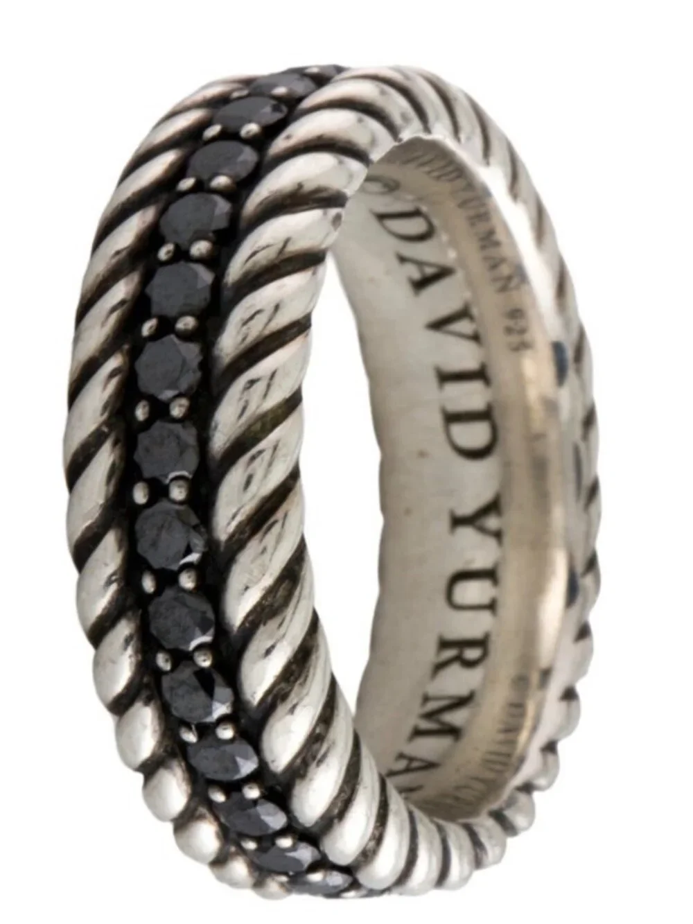 DAVID YURMAN STERLING SILVER 925 DIAMOND CABLE ETERNITY BAND RING